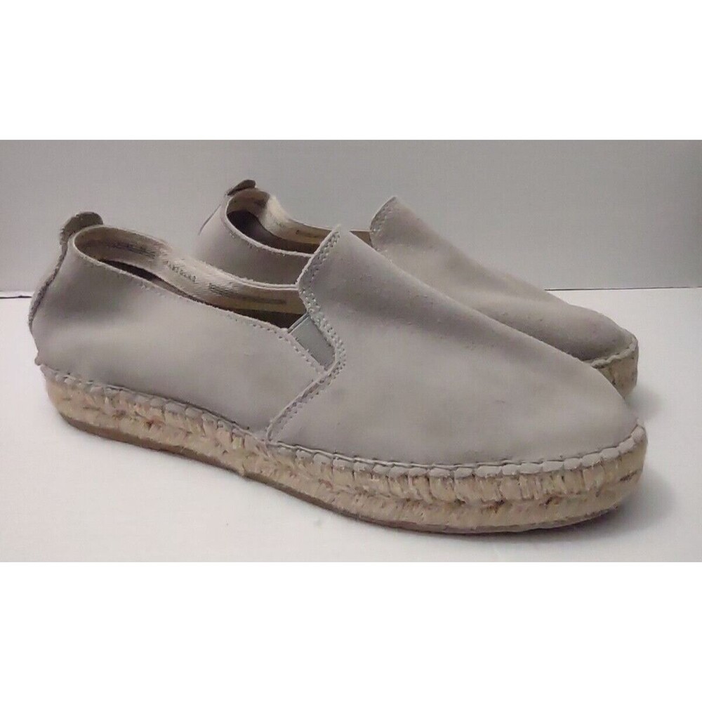 Fabiolas Women's Espadrille Slip On Shoe 38/US 7.5 Gray Suede Platform Loafer